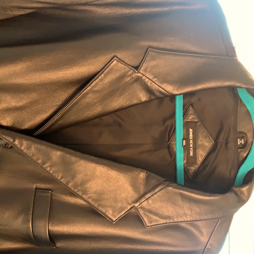 Jones New York Black Leather Blazer - Size 48L